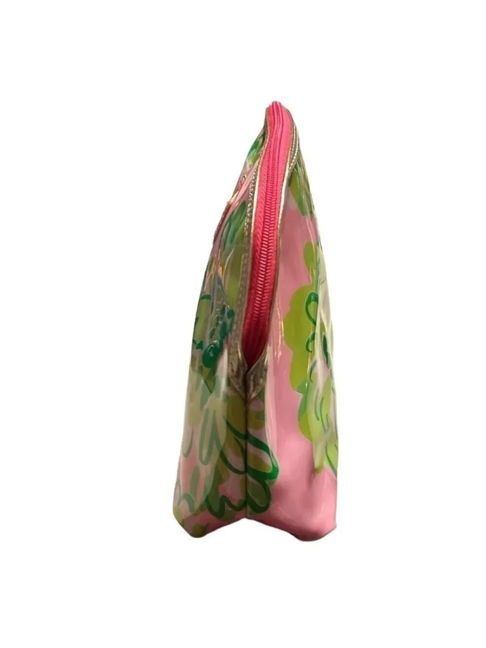 Lilly Pulitzer For Estee Lauder Large Pink & Green Floral Cosmetic Makeup Bag